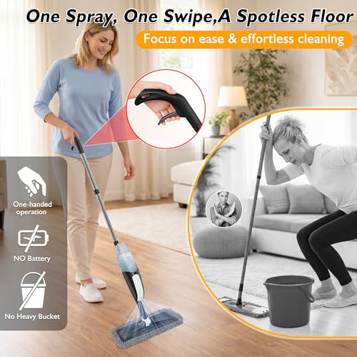 Microfiber Spray Mop for Floor Cleaning - Wet & Dry Mop with 3 Washable Pads