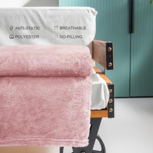 Large Fuzzy Fleece Throw Blanket, 50x70 Inches, Dusty Pink Plush Blanket