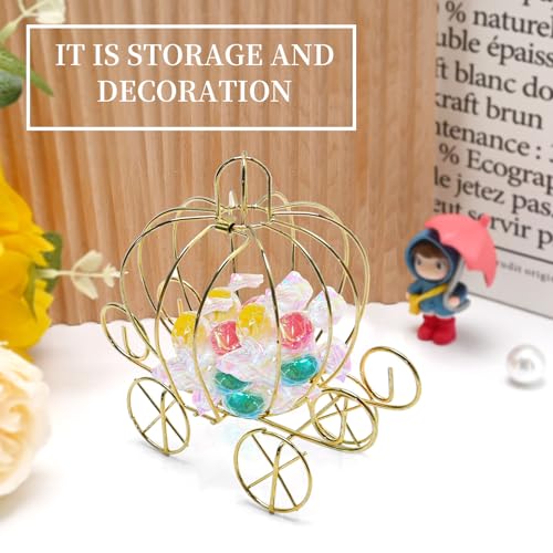 Saihisday Golden Pumpkin Carriage Candy Box – 4.9 x 3.1 x 4.7 Inches, Princess Cake / Gift Holder