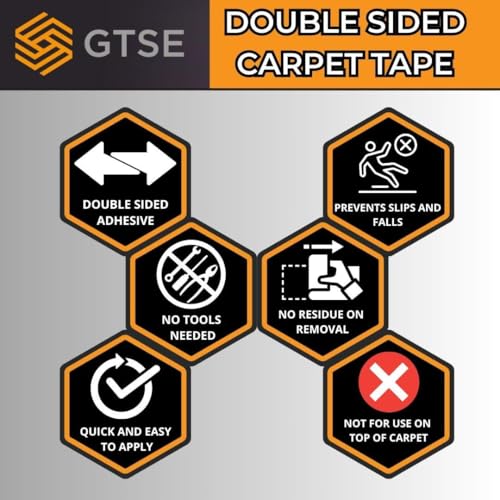 Heavy-Duty Double-Sided Carpet Tape, 2in x 36ft Rug Grip for Floors
