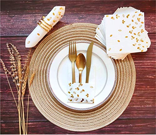 Winoo Design Gold Assorted 100-Pack Cocktail Napkins - 3-Ply, 5x5 Inches, Party, Wedding, Baby Shower