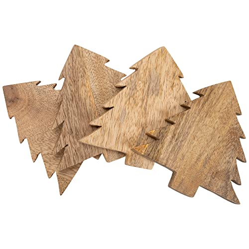 Mary Square Ceramic Christmas Tree Coasters Set of 4, 3.5 x 5 in