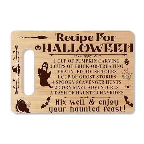 Qiwog Recipe For Halloween Funny Bamboo Cutting Board – 7.8 x 11.8 in Home Kitchen Decor Gift