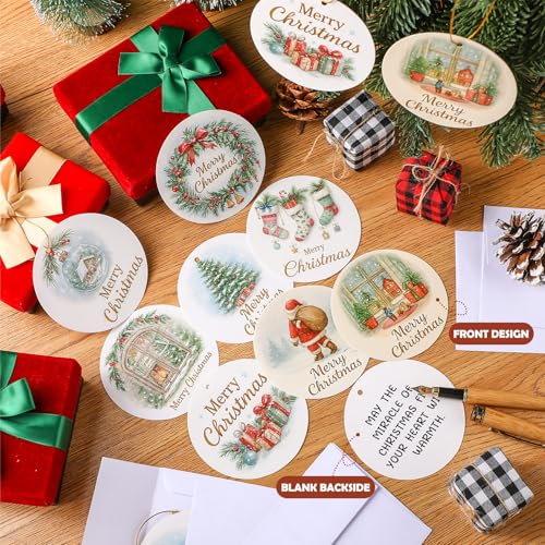 Motiskyy Christmas Round Cards with Envelopes & Lanyards - Holiday Party Supplies
