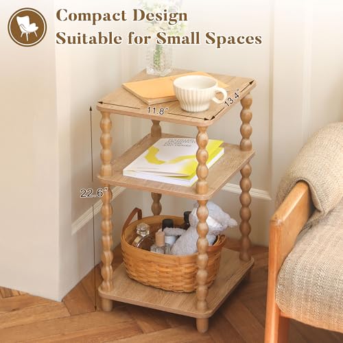3-Tier Modern End Table with Open Shelves, Small Side Table for Bedroom
