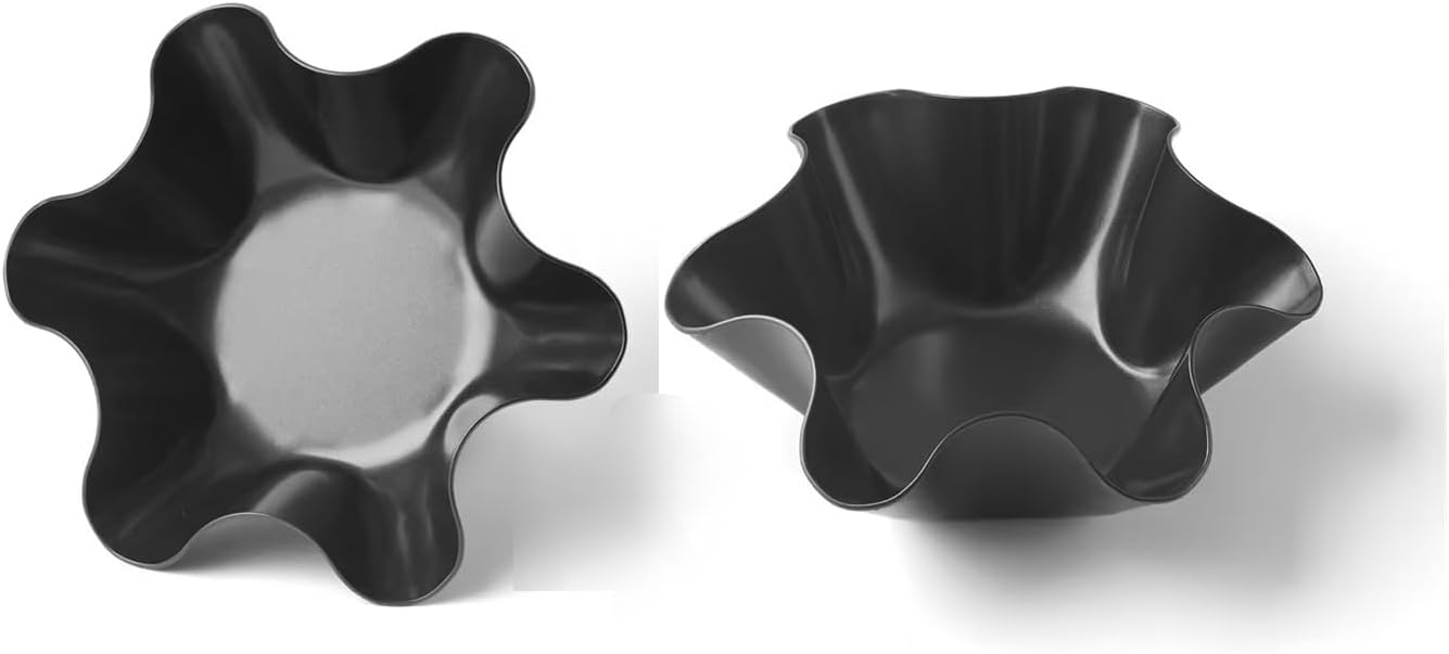 Skiennix Non-Stick Baking Bowls - 2 Pcs Tortilla Bowl Maker | Carbon Steel Dinnerware Set in Black