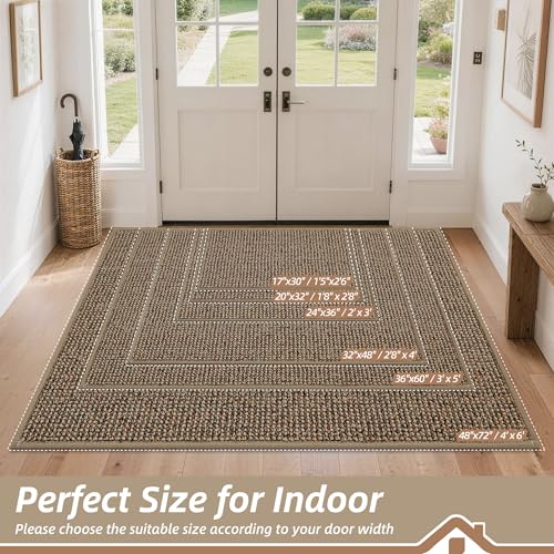 BEQHAUSE Dirt Trapper Door Mat 20x32 Beige Non-Slip Washable Doormat