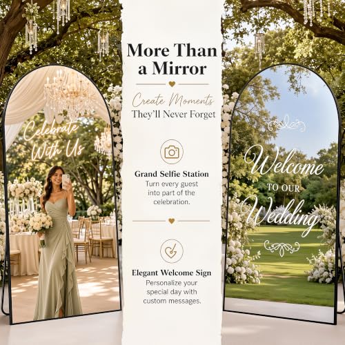 76"x34" Arched Full Length Floor Mirror, Large Aluminum Black Body Mirror