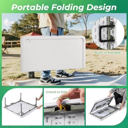 Foldable 35-Inch Mahjong Table with Mat, Cup Holders & Carrying Handle