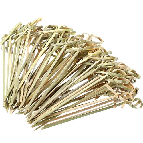 Nuogo 1000 Pcs Bamboo Cocktail Picks Looped Knot Skewers 4.13 Inch - Party & Barware