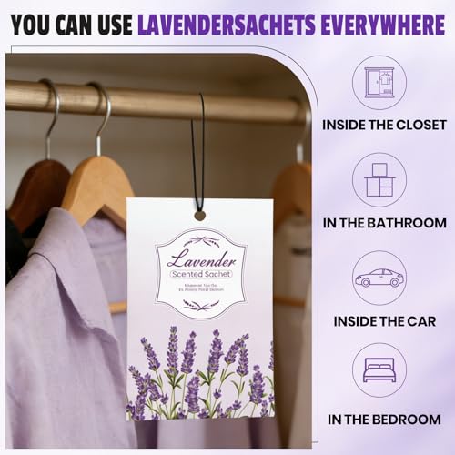 Lavender Scented Sachets for Drawers and Closets - 16 Pack Air Freshener