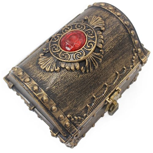 Plastic Treasure Chest for Kids with Lock and Key - Pirate Toy Storage Box