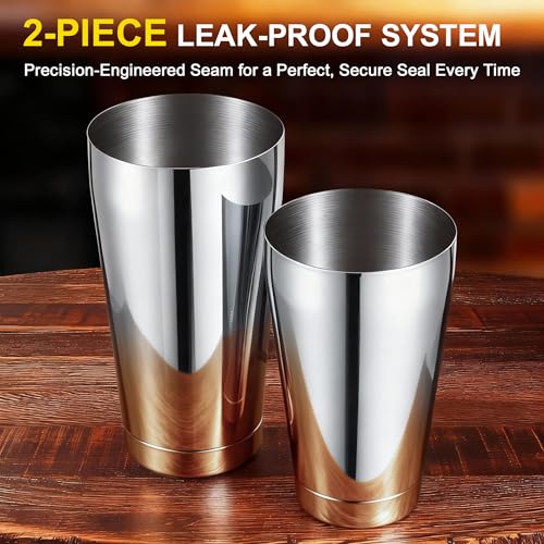 BETTFOR Silver Boston Shaker Set 18oz & 28oz Professional Barware