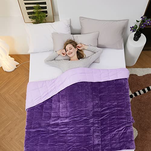 15lb Purple Weighted Blanket - Fuzzy Flannel & Soft Sanded, 48x72