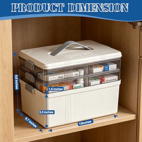 3-Tier Medicine Storage Box with 7-Day Pill Organizer & Handle
