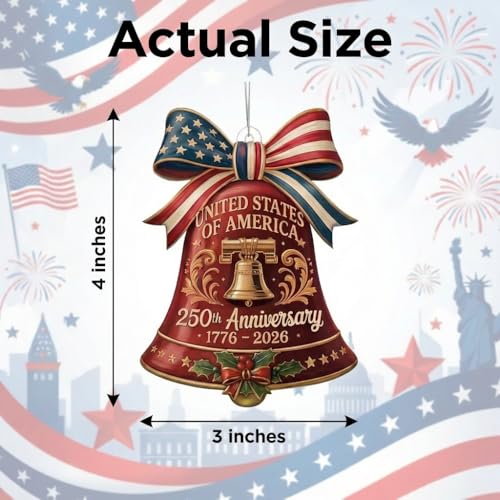 USA 250th Anniversary Liberty Bell Ornament 1776-2026 Patriotic Decor