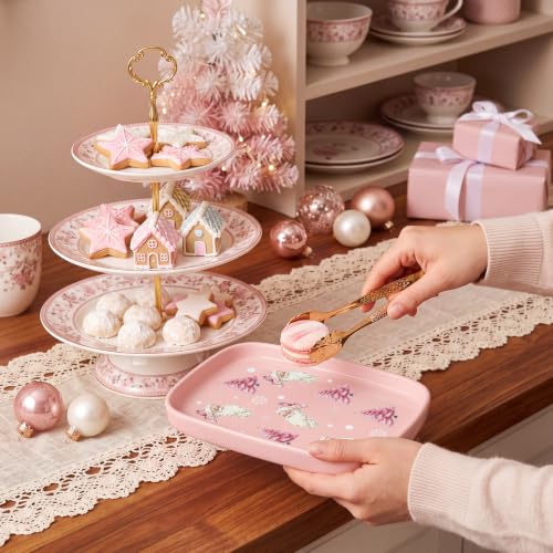 Teenyyou Pink Christmas Ceramic Spoon Rest 5.8" Tree Holder – Holiday Kitchen