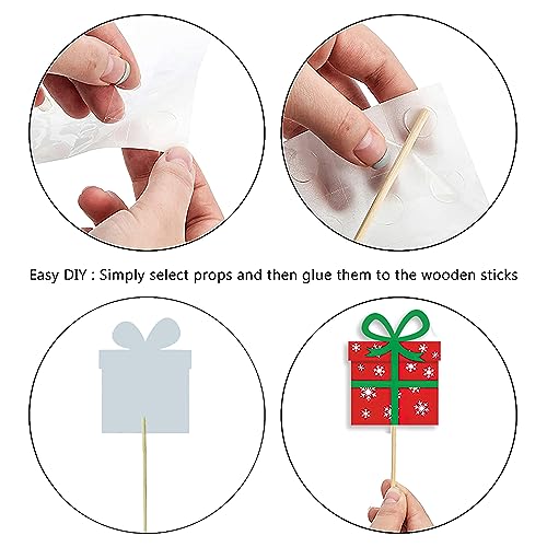 Christmas Photo Booth Props 21 pcs Santa Beard Elk Gift Box Frames for Party