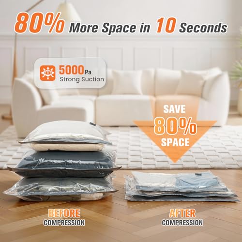 Vacuum Storage Bags with Cordless Pump 15 Pack Space Saver for Travel