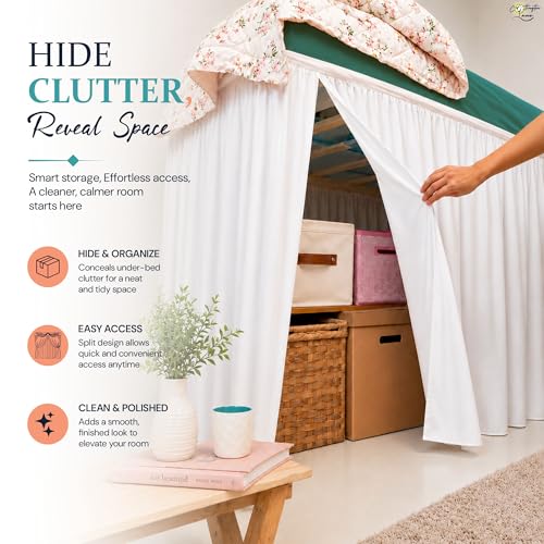 Twin XL Bed Skirt 32 Inch Drop - Wrap Around Ruffled Microfiber Dust Ruffle