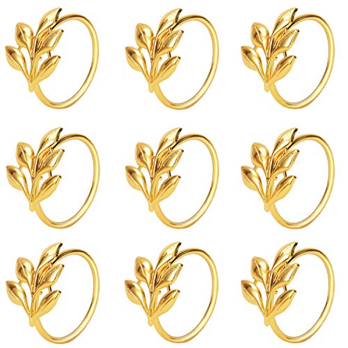 KPOSIYA Ye Zi-Gold 200 Leaf Napkin Rings Set - Napkin Holder