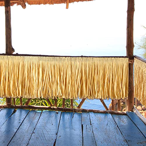 2 Pcs Raffia Grass Table Skirt for Hawaiian Luau and Tropical Party Decor