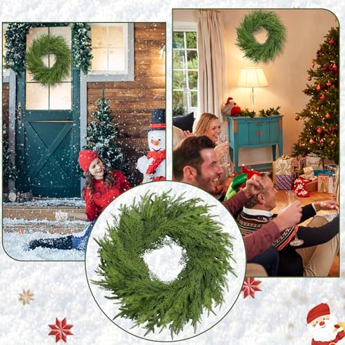 OZFHUA 26 Inch Artificial Pine Christmas Wreath for Front Door & Indoor/Outdoor Decor
