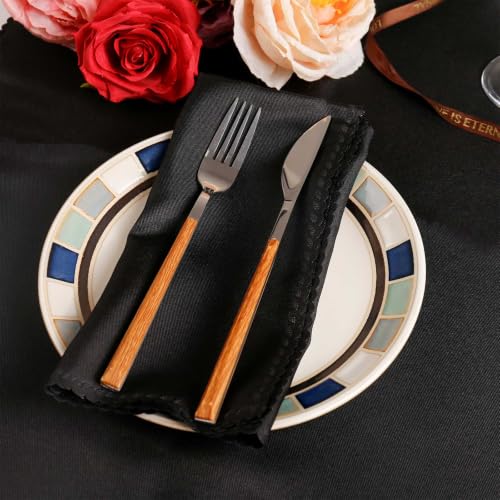 Halloween Black Cloth Napkins Set of 12 - Elegant Polyester Dinner Napkins