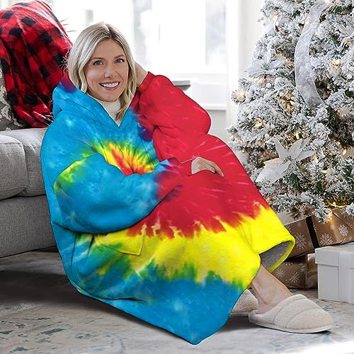 Touchbetter Reactive Rainbow Wearable Sherpa Blanket Hoodie - Oversized Cozy Hoodie Blanket
