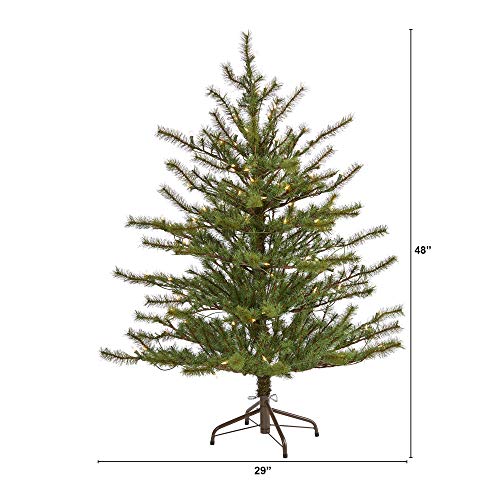 Nearly Natural 4ft Pre-Lit Artificial Christmas Tree with 100 Lights