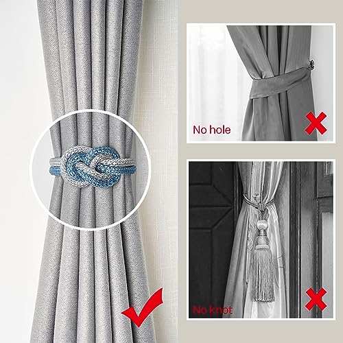 Magnetic Curtain Tiebacks, 2-Pack Hand-Woven Rope Holdbacks for Drapes