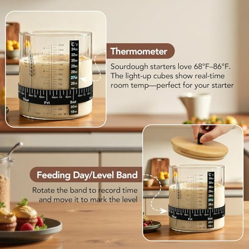 50oz Sourdough Starter Jar Kit Wide Mouth Glass Containers 2 Pack