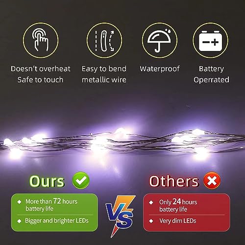 20 Pack Battery Operated LED Fairy String Lights - 6.6ft Silver Wire