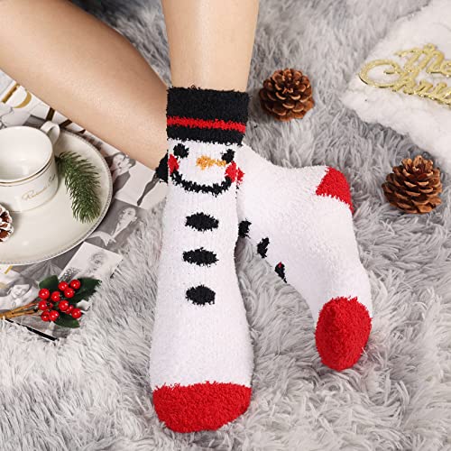 Christmas Color Fuzzy Cozy Slipper Socks for Women - Winter Warm Gifts