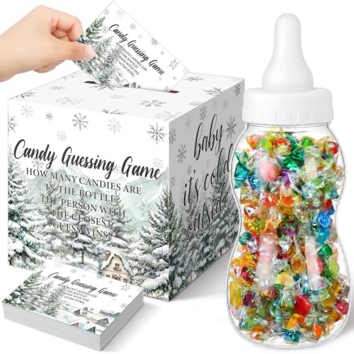 Glenmal Baby Shower Game Kit with Large Bottle & Card Box - It's Cold Outside Theme