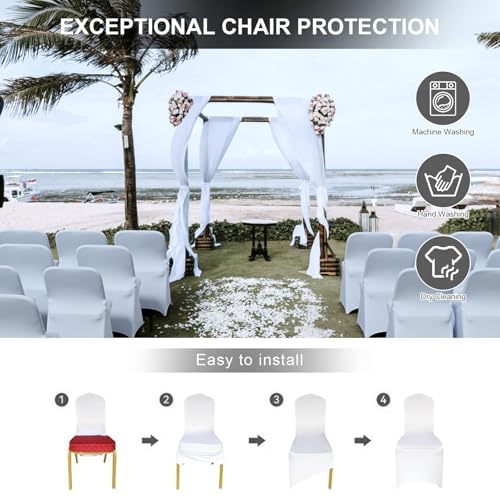 Stretch Spandex Folding Chair Covers - 100 Pcs White for Weddings