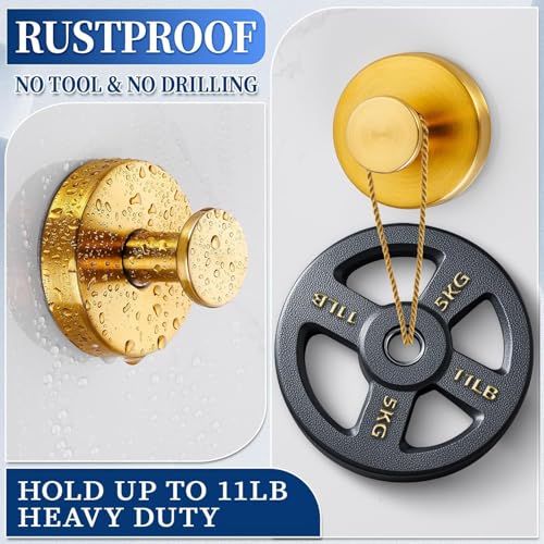 Gold Suction Cup Wreath Hanger - 4 Pack Heavy Duty Stainless Steel Hooks