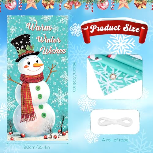 Christmas Snowman Door Cover - Winter Front Door Banner, Indoor Outdoor Holiday Decor