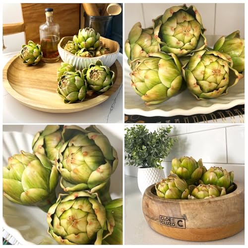 6-Piece Small Artificial Artichokes, Realistic Faux Vegetable Bowl Fillers