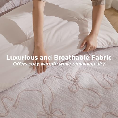 Pink Twin XL Butterfly Bow Comforter Set, 2-Piece Aesthetic Bedding