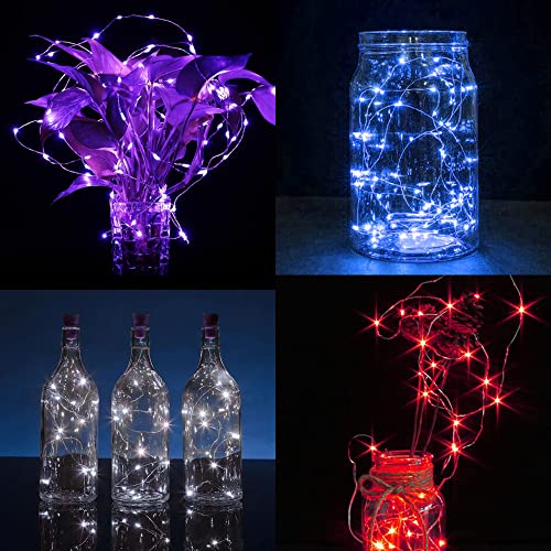 WATERGLIDE 12 Pack Battery Operated Fairy Lights 7ft 20 LED Multicolor
