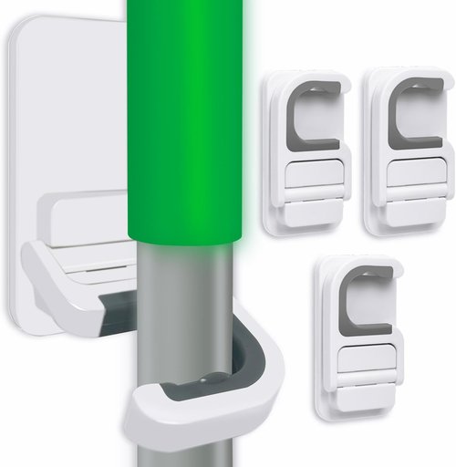 3Pack Broom and Mop Holder by [Brand Name] - No Drill Wall Mount Organizer | Holds Up to 6 lb