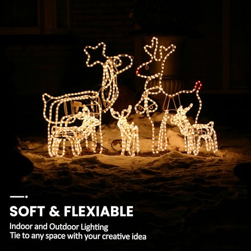24ft LED Rope Light, Waterproof Warm White Flexible Strip for Indoor Outdoor
