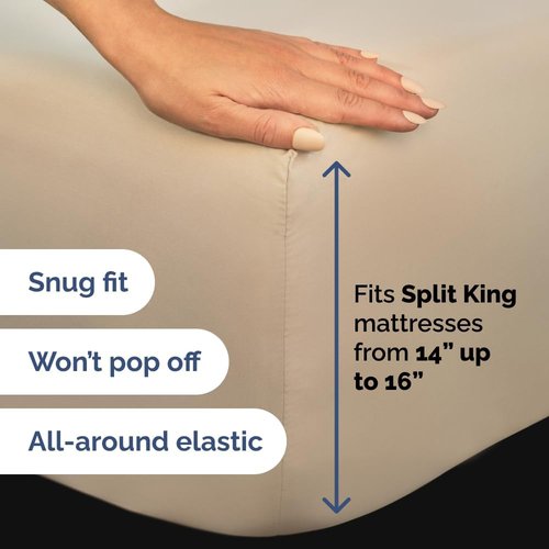 Flex Top Split Head King Sheet Set - Comfy Cooling Bed Sheets | Ultra-Soft Hotel Luxury Bedding - Deep Pockets - Oeko-Tex Certified - Cream