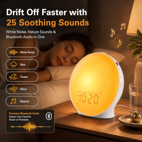 Sunrise Alarm Clock & White Noise Machine with Bluetooth Speaker & Night Light