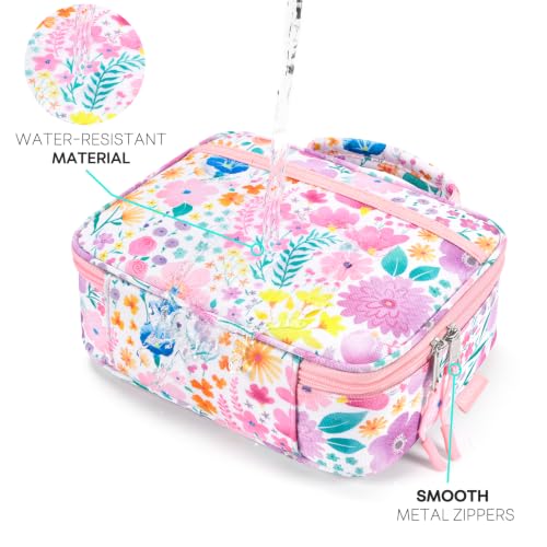 Mibasies Insulated Kids Lunch Box for Girls Pink Flower School