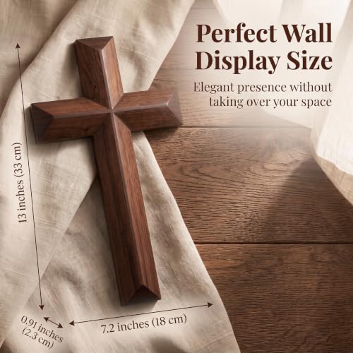 13-Inch Solid Black Walnut Wood Wall Cross - Christian Home Decor