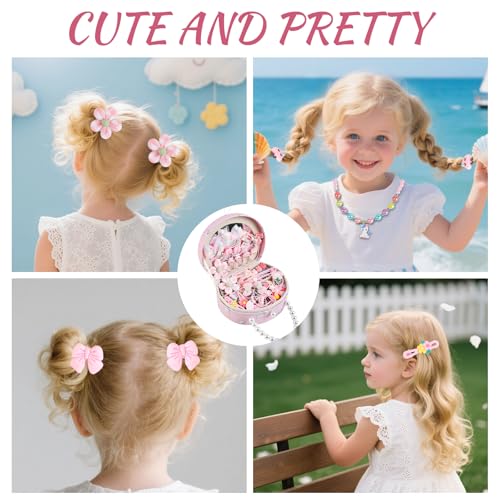 Girls Princess Jewelry Box with Mirror and Hair Accessories Set