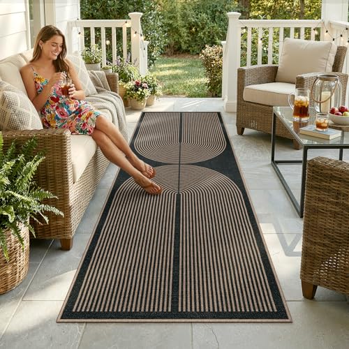 Modern Rainbow Kitchen Runner Rug, 2x8 Non-Slip Washable Hallway Carpet