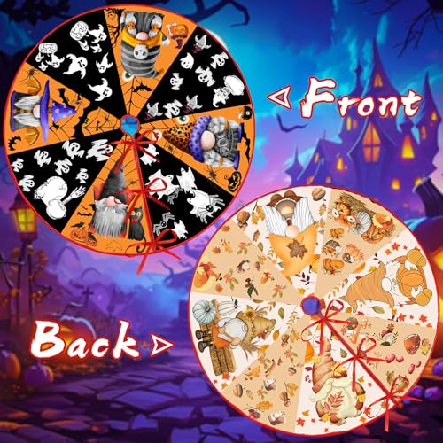 Reversible Fall Halloween Tree Skirt - 36 Inch Double Sided Holiday Mat